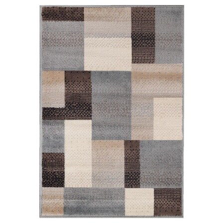 Palacedesigns 7 x 9 ft. Patchwork Power Loom Stain Resistant Rectangle Area Rug - Grey & Brown PA3108858